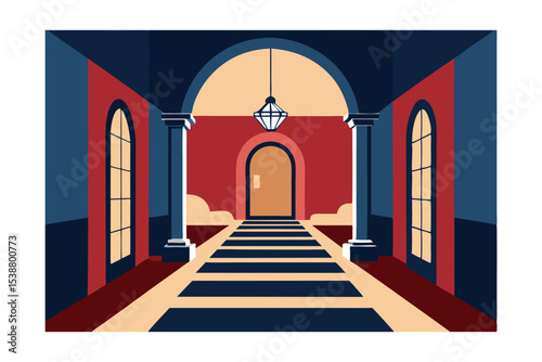 Elegant Interior Design A Grand Hallway with Archways and Columns