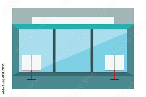 Modern Retail Storefront Design  Clean Glass Facade and Display Stands