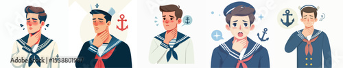 a bunch of sore throat sailor vectors