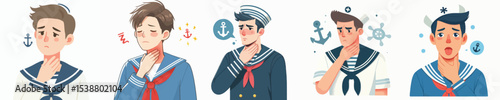 a bunch of sore throat sailor vectors