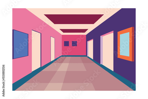 Abstract Gallery Corridor A Modern Art Interior Design Illustration