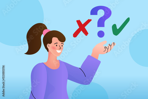 young woman holding a sign of success