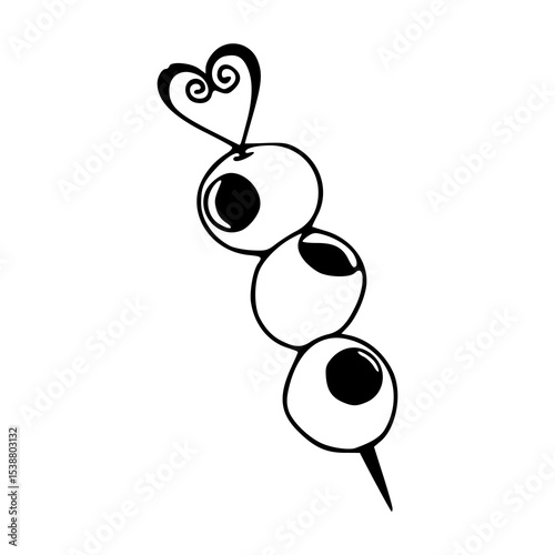 Dango skewer with heart topper vector