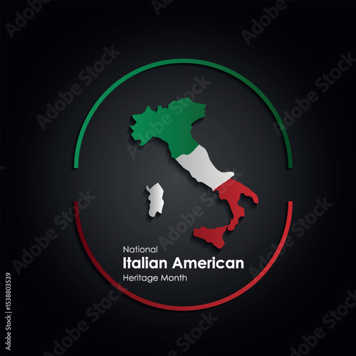 Italian American Heritage Month, Italian flag and pattern in Italian flag colors, realistic vector illustration