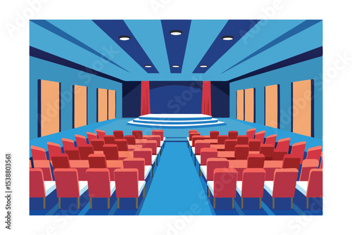 Auditorium Design  A Colorful Vector Illustration of a Modern Theater Interior
