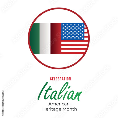 Italian American Heritage Month, Italian flag and pattern in Italian flag colors, realistic vector illustration