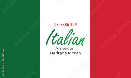 Italian American Heritage Month, Italian flag and pattern in Italian flag colors, realistic vector illustration