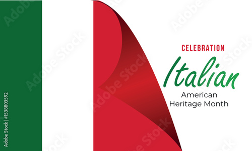 Italian American Heritage Month, Italian flag and pattern in Italian flag colors, realistic vector illustration