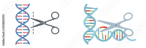 Genetic editing process showcasing DNA strands being cut for modification in a laboratory setting