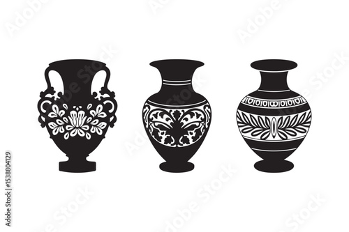 Decorative Antique Vase Silhouette Vector Collection