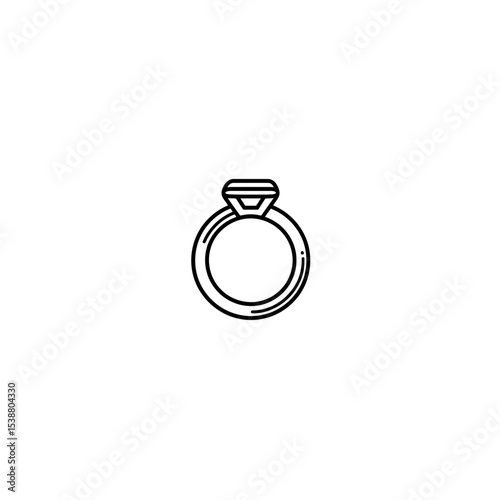 Ring icon presents jewel on finger in line drawing style isolated