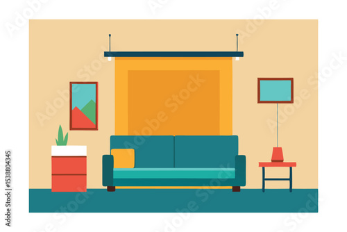 Modern Living Room Interior Design Cozy Sofa, Minimalist Decor, and Warm Ambiance