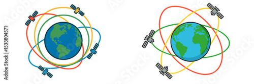 Understanding satellite orbits and their paths around Earth with colorful diagrammatic representation