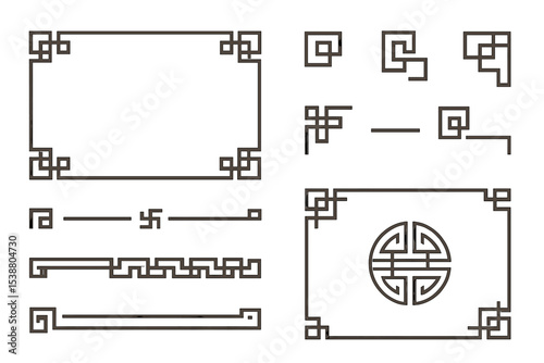 Decorative line patterns featuring geometric designs and traditional motifs for art and design projects