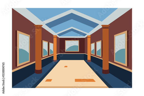 Gallery Corridor Architectural Design of an Art Museum Interior