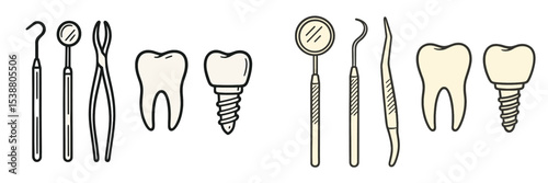 Dental tools and equipment arranged neatly for oral health procedures in a clinical setting