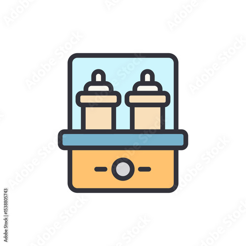 Stylized Illustration Of Baby Bottle Warmer With Transparent Background