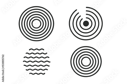 Abstract patterns featuring circles and wavy lines in a minimalist design suitable for modern decor