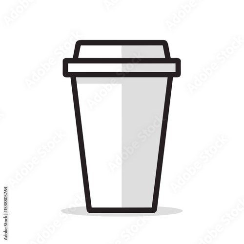 Icon of a paper cup with a lid for coffee or tea on a white background with copy space