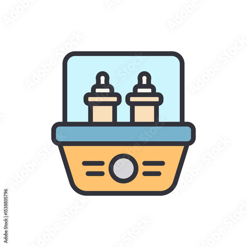 Stylized Illustration Of A Baby Bottle Sterilizer For New Parents