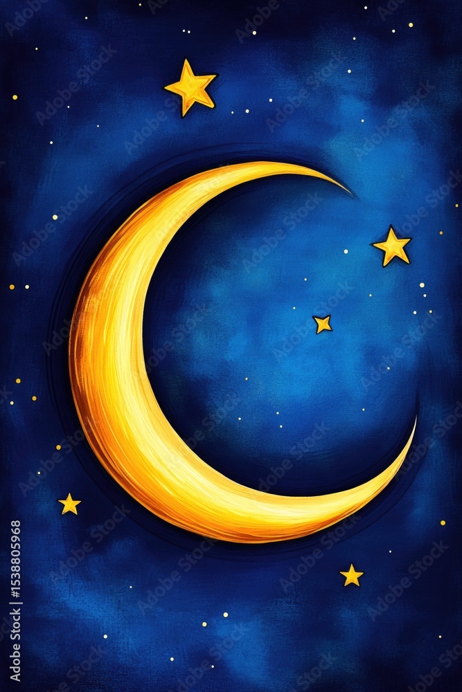 Naklejka premium Moonlit Night Illustration