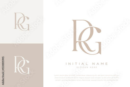 RG GR initial letter handwriting and luxury logo