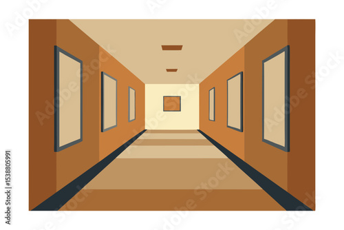 Modern Minimalist Interior Design Long Hallway with Artwork