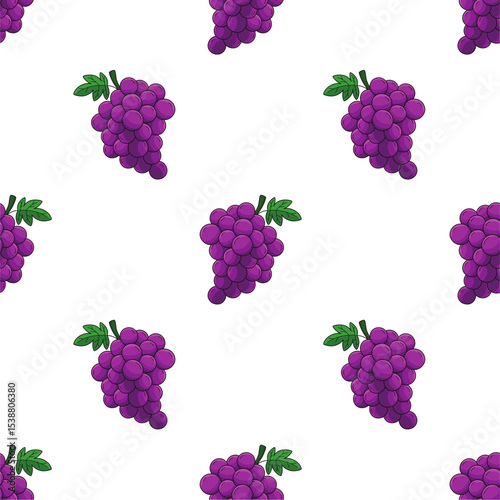 Purple grape seamless pattern Fruit background.