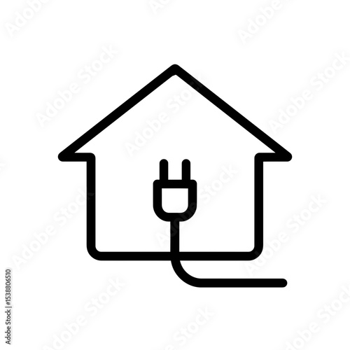 House outline containing plug depicts powering home energy solution concept