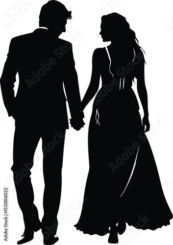 Couple lovers silhouette. full body. vector illustration