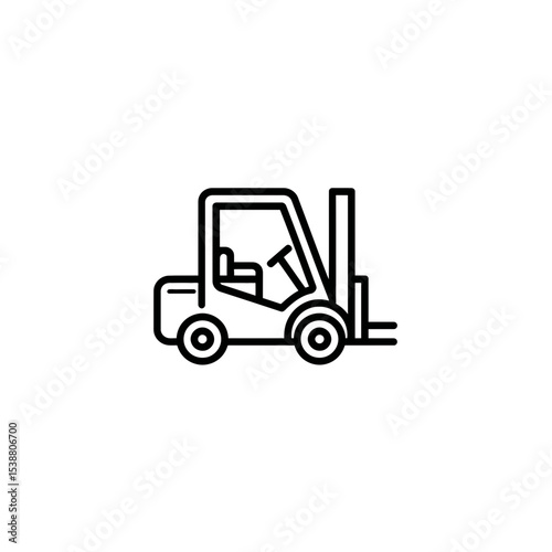 Forklift outline transports loads in warehouse minimalist drawing