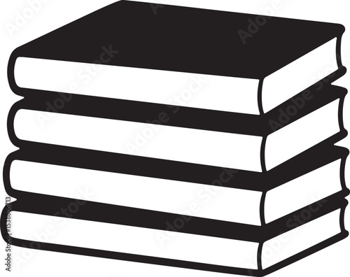 Stack of four black and white books depicting knowledge education and learning study