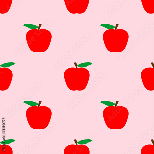 Cartoon red apple seamless pattern
