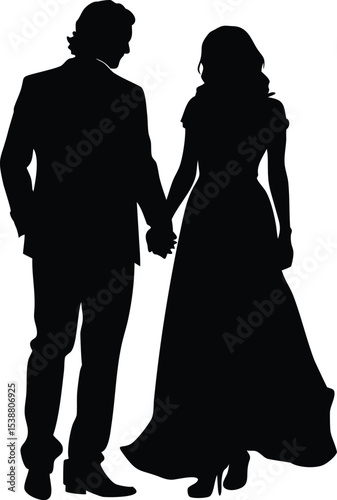 Couple lovers silhouette. full body. vector illustration