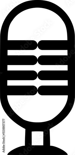 Retro Microphone Outline Icon - Audio Recording Symbol