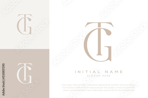 TG GT initial letter handwriting and luxury logo