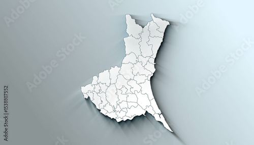 Modern Map of Ibaraki Japan Prefecture with Borders photo