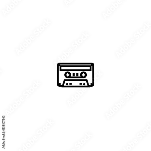 Black tape icon plays music audio minimalist design white background