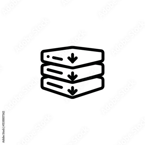 Data layers stack downward representing information flow graphic