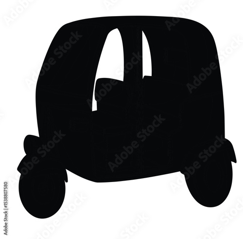 Cute cartoon hand drawn vector Rickshaw silhouette.