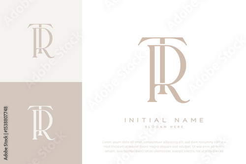 TR RT initial letter handwriting and luxury logo