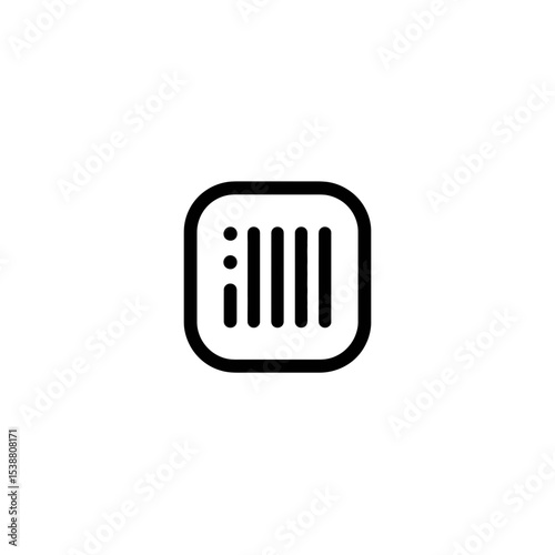 Rounded barcode generates digitally in minimalist white scene detail