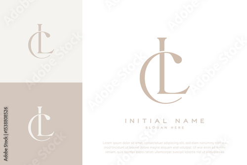 LC CL initial letter handwriting and luxury logo