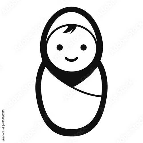  Cute Swaddled Baby Vector Icon