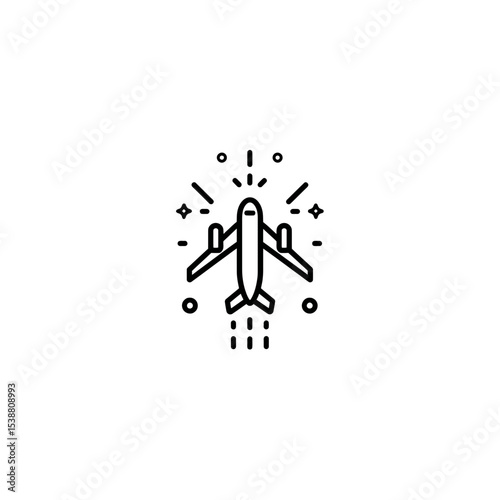 Airplane icon soars upwards travel symbol white background details