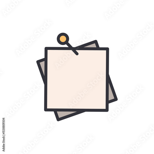 Adhesive Note With Push Pin For Reminders And Organization Concept