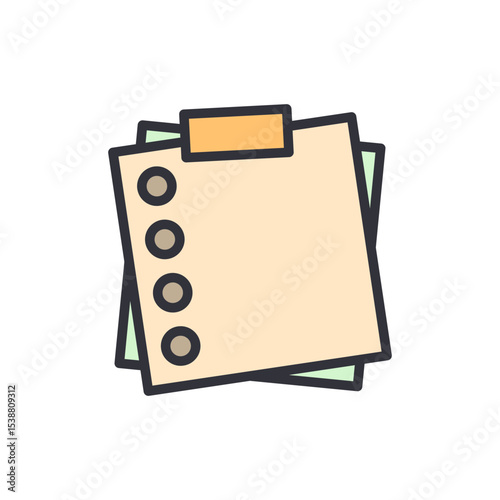 Stylized Sheets Of Paper With Marked List And Clipboard Illustration