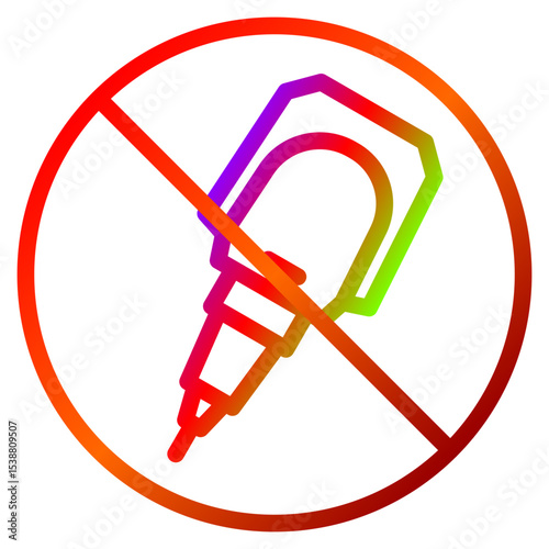 prohibition correction pen with Line and Colorful Gradient Circle Outline