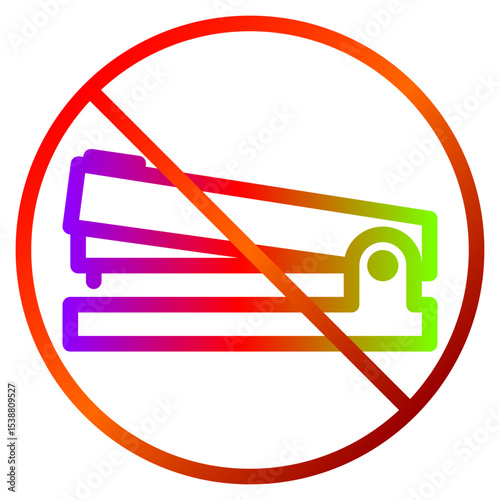 Stapler ban prohibition symbol in gradient colors means no stapling allowed