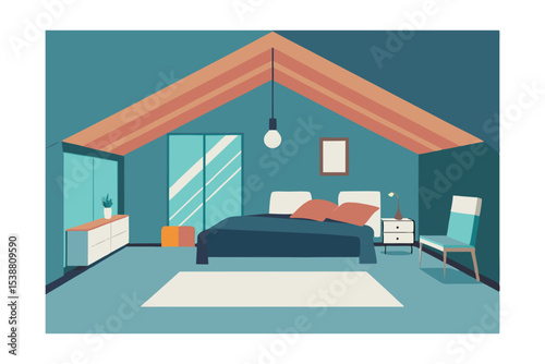 Serene Attic Bedroom Design Modern Minimalist Interior with Stylish Touches